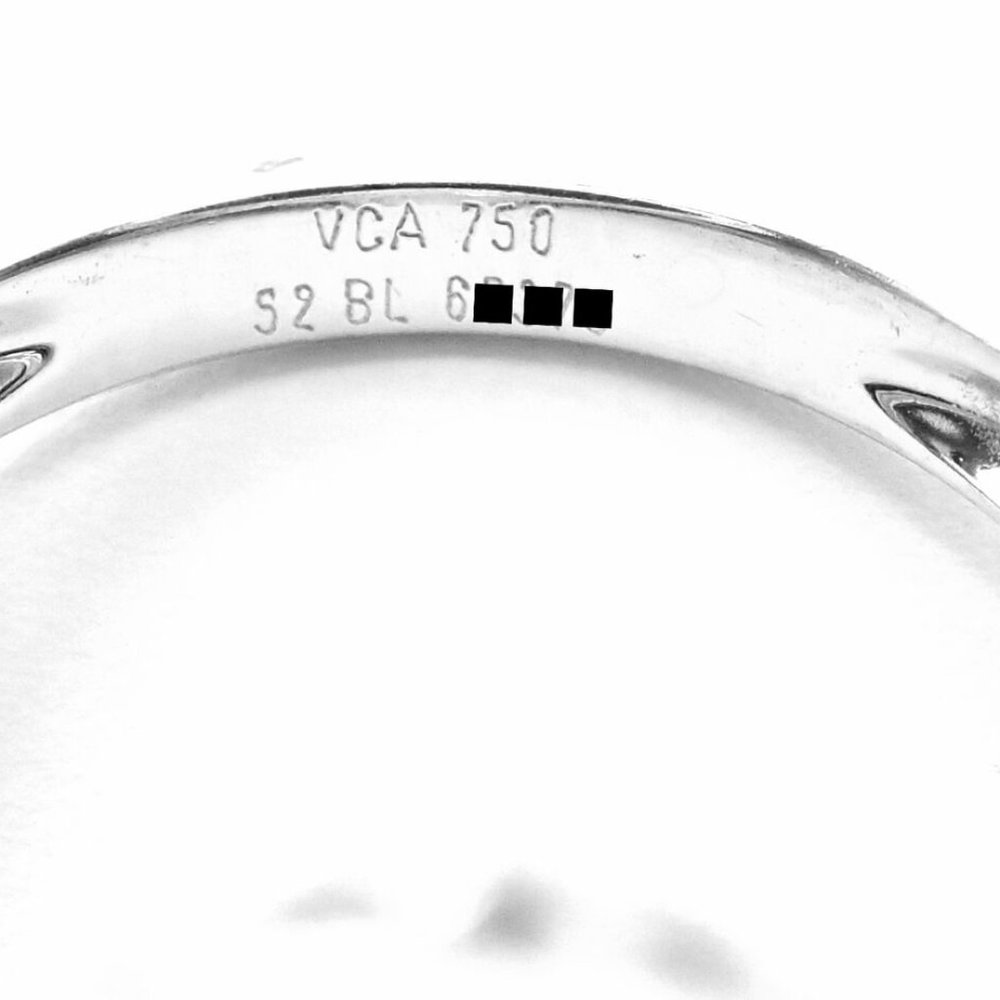 Authentic! Van Cleef & Arpels Alhambra 18k White Gold Pink Opal Diamond Ring - Picture 5 of 8